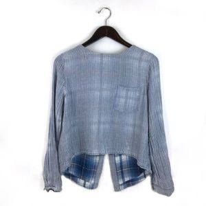 Cloth & Stone blue distressed linen long sleeve